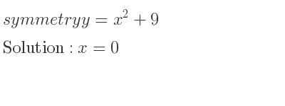The symmetry y=x^2+9 is x=0